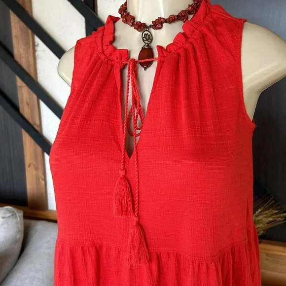 Max Studio Women's Sleeveless Casual Tiered Maxi Dress with Front Drawstring XS - Picture 3 of 9